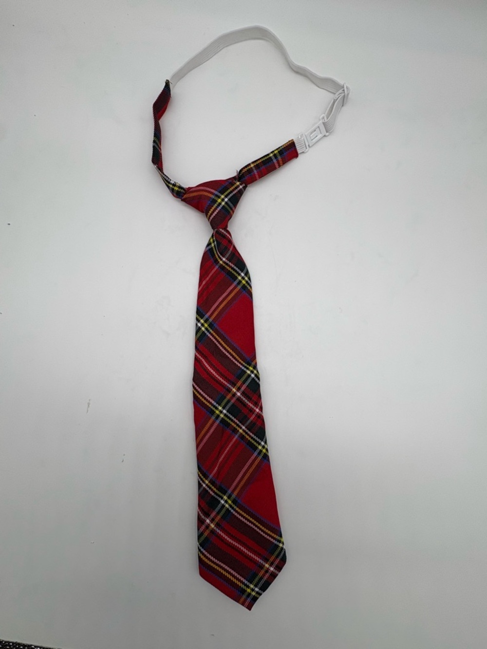 Red Plaid Pre-Tied Necktie/Classic Tartan Style